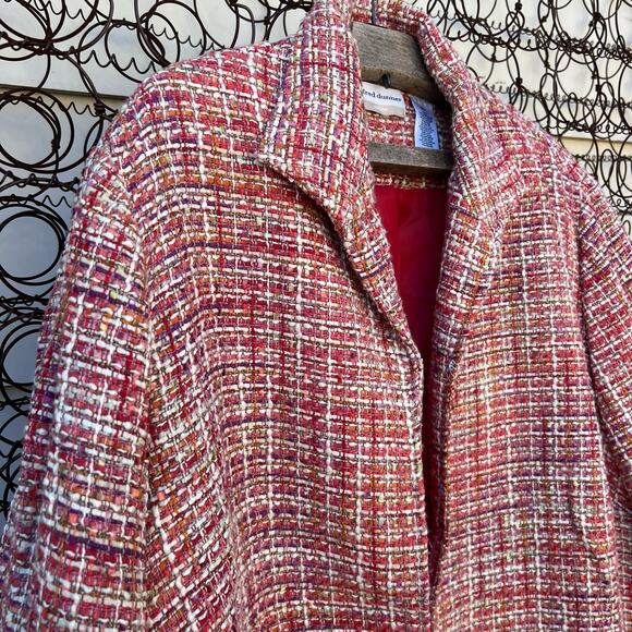 Alfred Dunner Pink Red White Woven Tweed Blazer Jacket 22W - Picture 2 of 7
